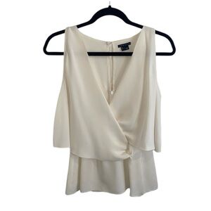 THEORY 100% SILK CREAM V-NECK SLEEVELESS BLOUSE SIZE MEDIUM